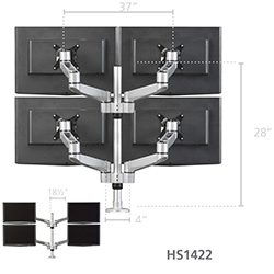 Quad monitor arms: Back view